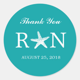 Adesivo Redondo Estrela do mar graciosa que Wedding