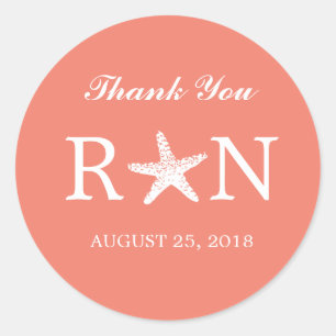 Adesivo Redondo Estrela do mar graciosa   que Wedding