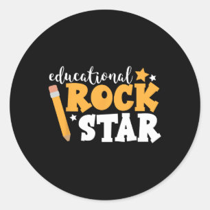 Adesivo Redondo Estrela do Rock Educacional Professor Aluno Escola