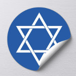 Adesivo Redondo Estrela do Símbolo Religioso Azul Real de David<br><div class="desc">Estrela de David Royal Blue Religerian Symbol Stickers.</div>