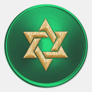 Adesivo Redondo Estrela Dourada de David Envelope Seal Green