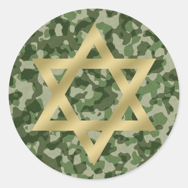 Adesivo Redondo Estrela Dourada do Exército David Camouflage (Frente)