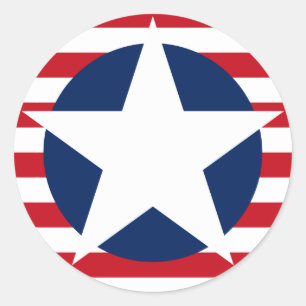 Adesivo Redondo Estrela e listras de bandeira americana