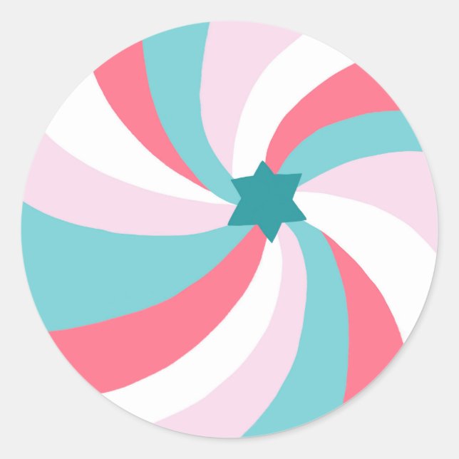 Adesivo Redondo Estrela giratória moderna do Bar David Mitzvah Per (Frente)