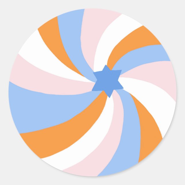 Adesivo Redondo Estrela giratória moderna do Bar David Mitzvah Per (Frente)