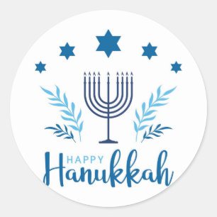 Adesivo Redondo Estrela Hannukah Menorah
