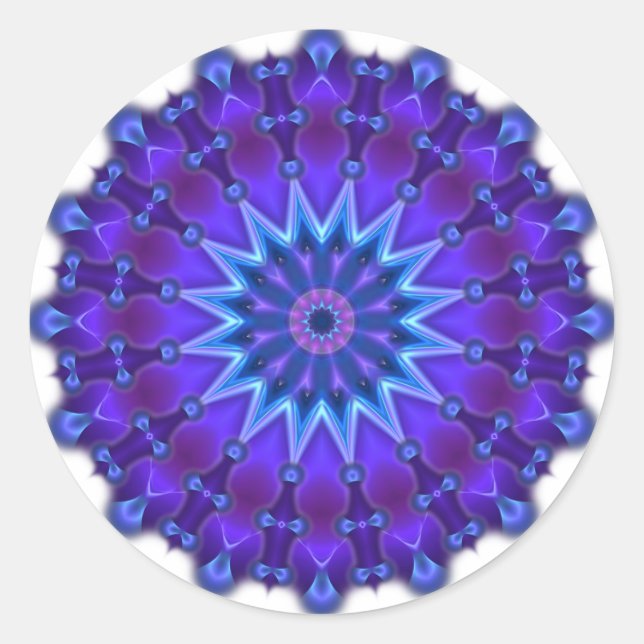 Adesivo Redondo Estrela Mandala em azul (Frente)