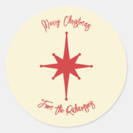 Adesivo Redondo Estrela Moderna do médio Retro Xmas Personalizada