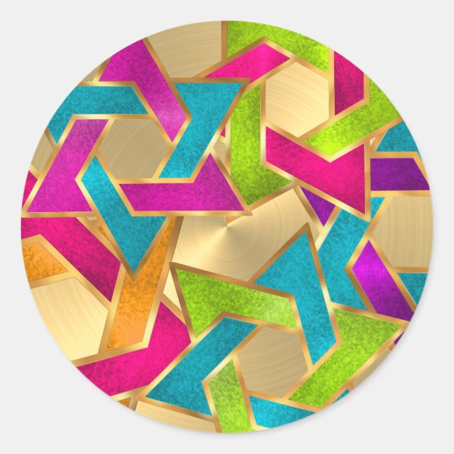 Adesivo Redondo Estrela Multicolorida Bat Mitzvah de David (Frente)