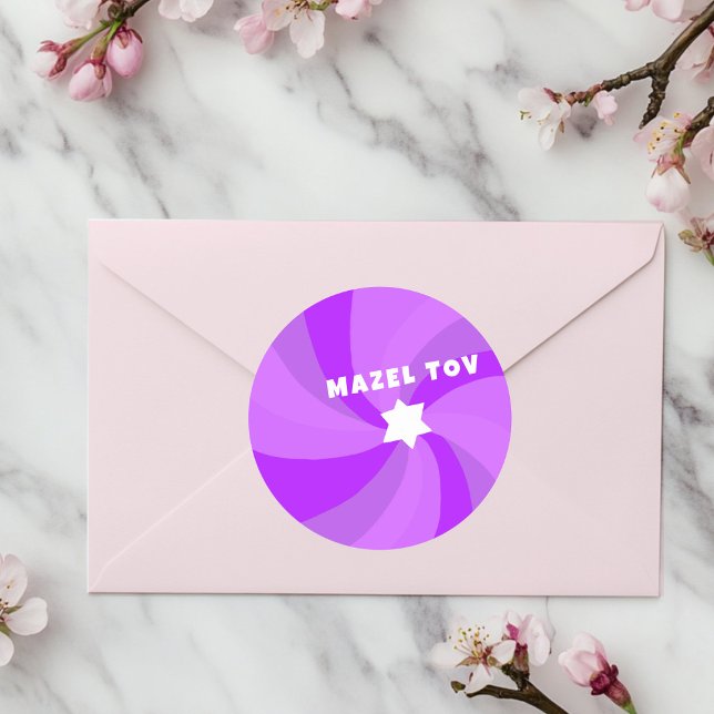 Adesivo Redondo Estrela Nadada Moderna de David MAZEL TOV Mitzvah (Modern Swirl Star of David MAZEL TOV Mitzvah Classic Round Sticker
)