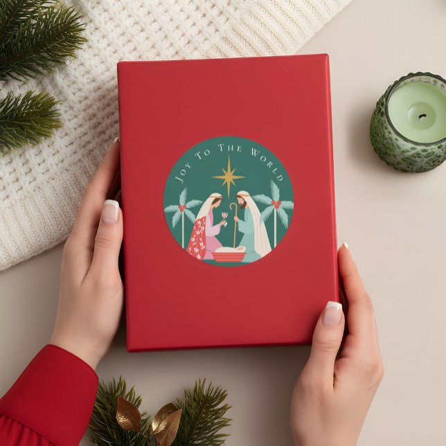 Adesivo Redondo Estrela Natal Da Natividade Religiosa De Belém (Christmas Religious Nativity Star Of Bethlehem Classic Round Sticker)