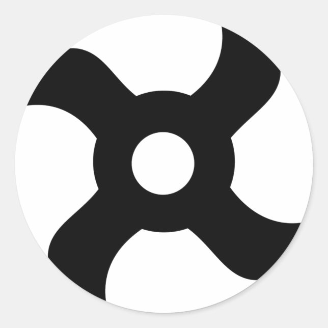 Adesivo Redondo estrela ninja negra shuriken (Frente)