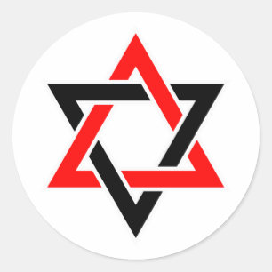 Adesivo Redondo Estrela original do símbolo David Duas cores T-Shi