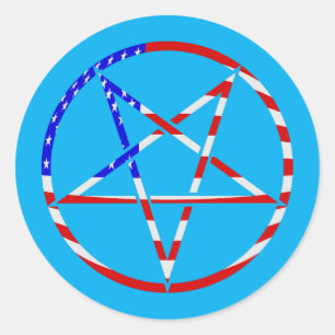 Adesivo Redondo estrela pentagrama bandeira americana patriota