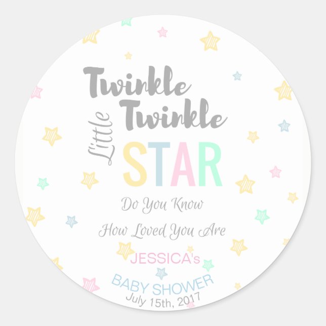 Adesivo Redondo Estrela Pequena de Twinkle Personalizada - Adesiva (Frente)