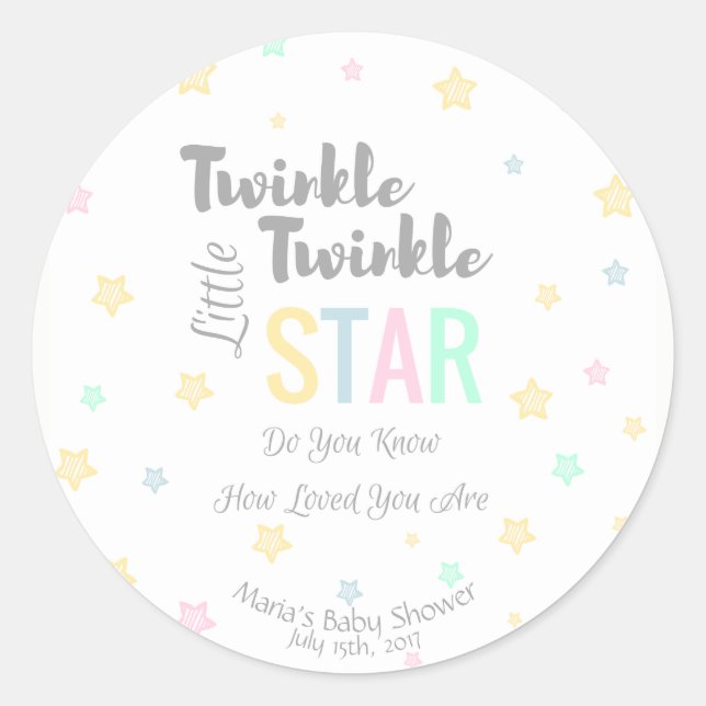 Adesivo Redondo Estrela Pequena de Twinkle Personalizada - Adesiva (Frente)