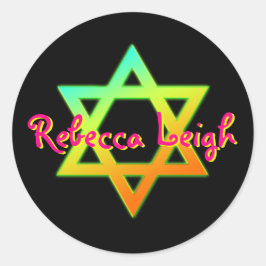 Adesivo Redondo Estrela Personalizada De David Bat Mitzvah Sticker