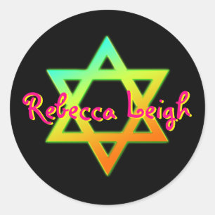 Adesivo Redondo Estrela Personalizada De David Bat Mitzvah Sticker