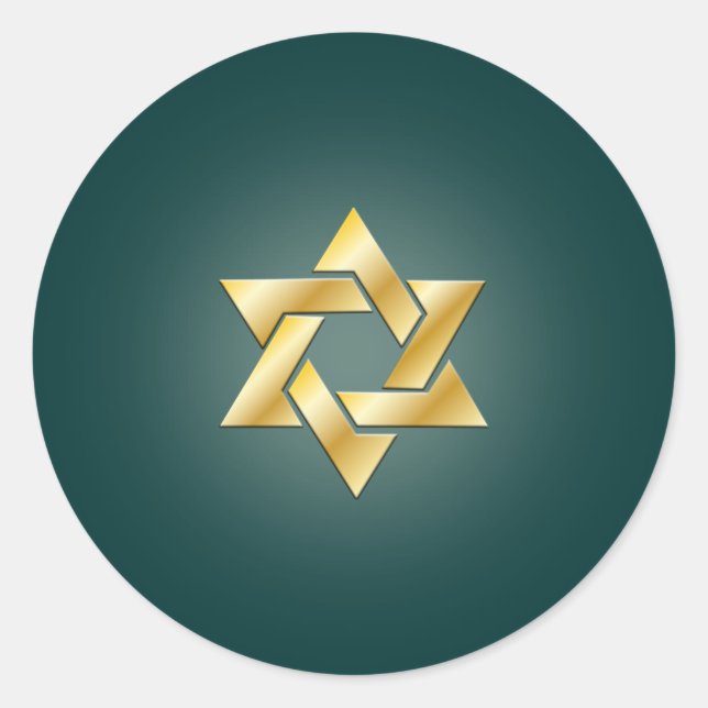 Adesivo Redondo Estrela PixDezines de fundo david/faux gold/DIY (Frente)