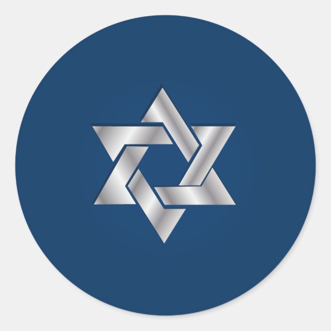 Adesivo Redondo Estrela PixDezines de fundo david/faux silve/DIY (Frente)