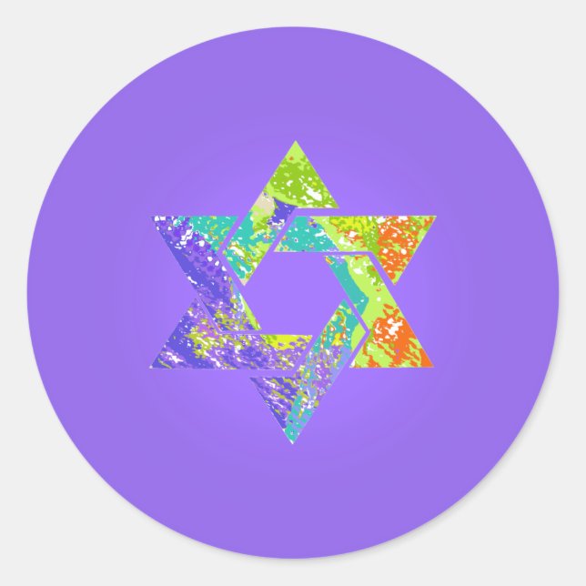 Adesivo Redondo Estrela PixDezines de fundo david/grunge/DIY (Frente)