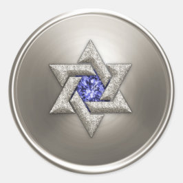 Adesivo Redondo Estrela Prateada de David Blue Gem