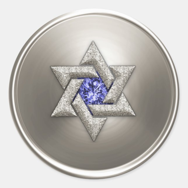 Adesivo Redondo Estrela Prateada de David Blue Gem (Frente)