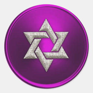 Adesivo Redondo Estrela Prateada Rosa de Framboesa de David Envelo