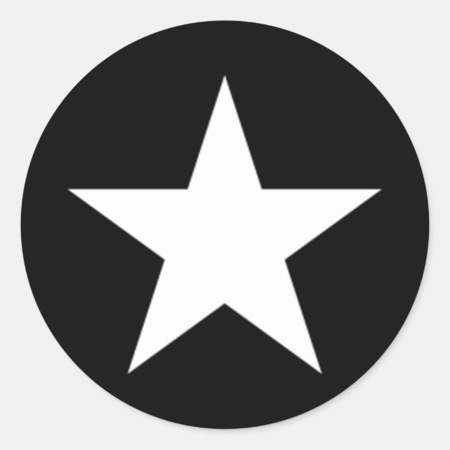 Adesivo Redondo Estrela Preta e Branca (Frente)