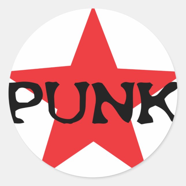 Adesivo Redondo estrela punk vermelha (Frente)