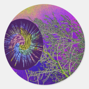 Adesivo Redondo Estrela recorrido roxa santamente de prata de