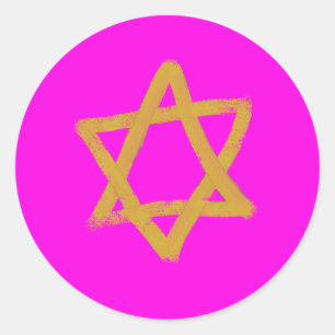 Adesivo Redondo Estrela Rosa Quente de David Stickers