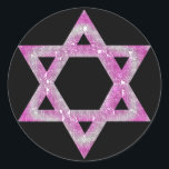 Adesivo Redondo Estrela roxa esculpida de David Design<br><div class="desc">Uma estrela bonito de David em um design de joias cor-de-rosa/roxa... .{gráfico por MarloDeeDesigns.com}</div>