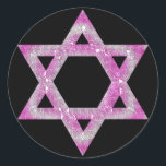Adesivo Redondo Estrela roxa esculpida de David Design<br><div class="desc">Uma estrela bonito de David em um design de joias cor-de-rosa/roxa... .{gráfico por MarloDeeDesigns.com}</div>