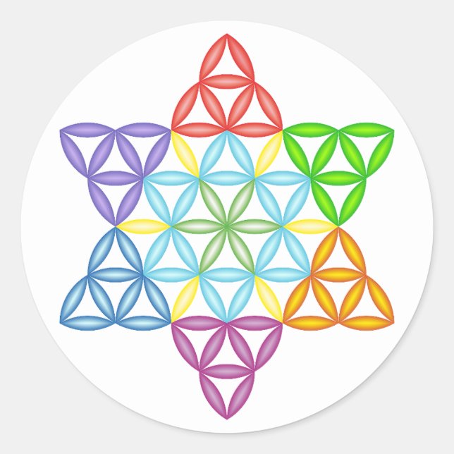Adesivo Redondo Estrela Sagrada - Estrela Da Vida, 02/3D-CF. (Frente)