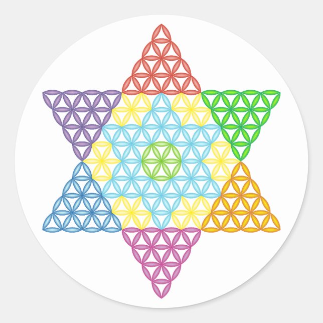Adesivo Redondo Estrela Sagrada - Estrela Da Vida, 04/3D-CF. (Frente)