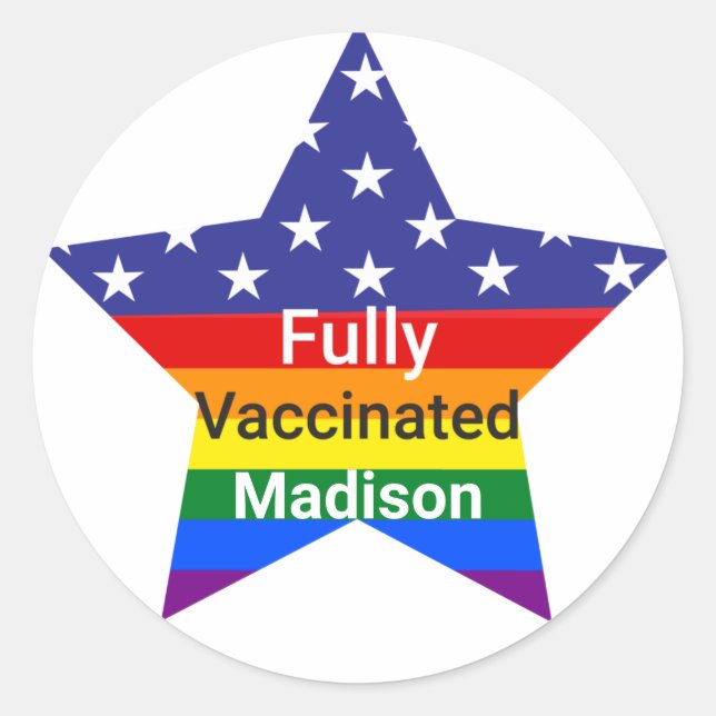 Adesivo Redondo Estrela Totalmente Vacinada (Frente)