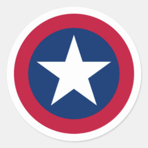 Adesivo Redondo Estrela Única do Texas Vermelho, Branco e Azul