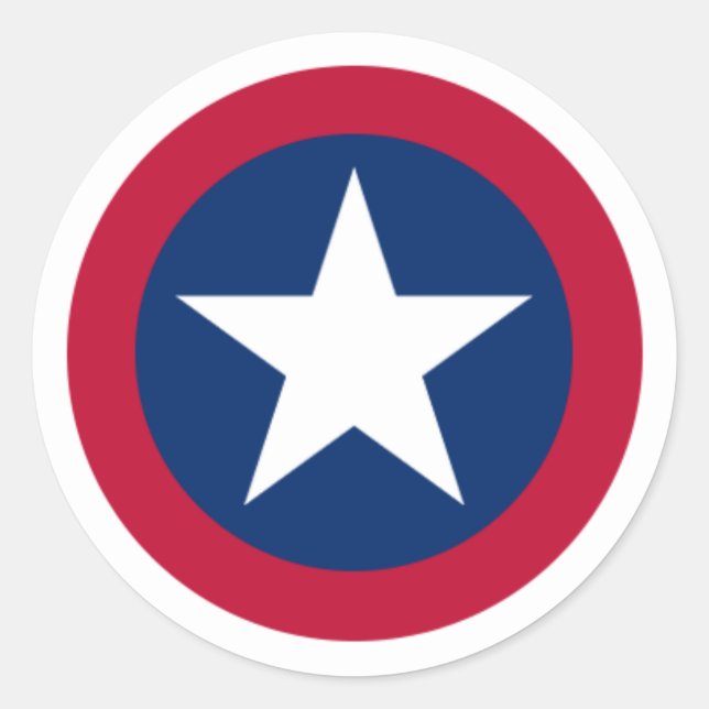 Adesivo Redondo Estrela Única do Texas Vermelho, Branco e Azul (Frente)