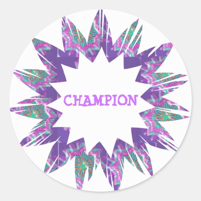 Adesivo Redondo Estrela ÚTIL: Script CHAMPION (Frente)