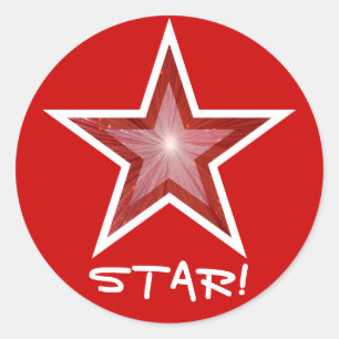 Adesivo Redondo Estrela vermelha "ESTRELA!" vermelho redondo da