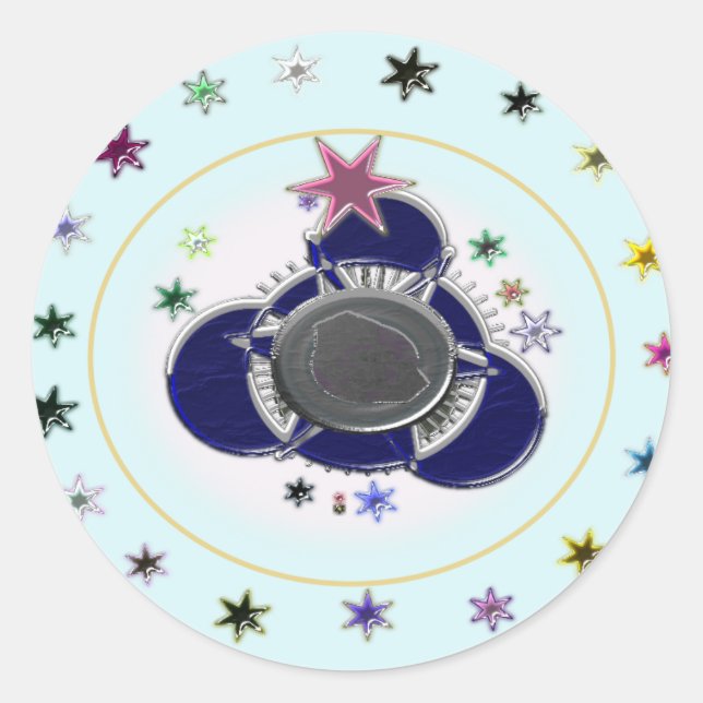 Adesivo Redondo Estrelas (Frente)