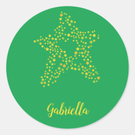 Adesivo Redondo Estrelas amarelas em estrela em verde