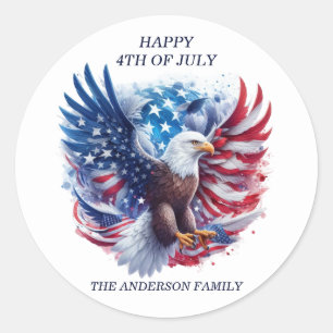 Adesivo Redondo Estrelas Baldas Patrióticas de Águia Stripes Azul