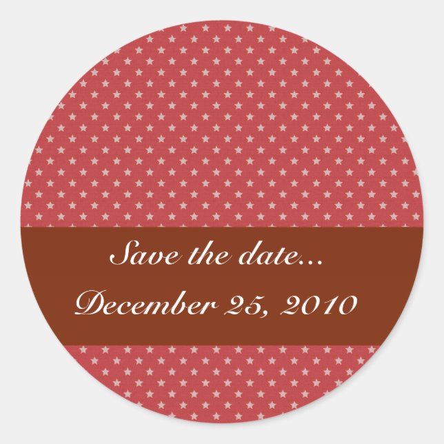 Adesivo Redondo Estrelas brancas atrativas na superfície vermelha  (Frente)