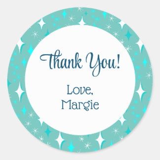 Adesivo Redondo Estrelas Brancas Retroativas Editáveis Obrigado St