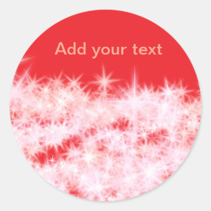 Adesivo Redondo Estrelas brilhantes cor-de-rosa vermelho simples a