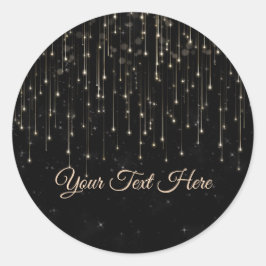 Adesivo Redondo Estrelas Cadentes Brilhantes Pretas Festa de Engaj