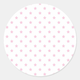 Adesivo Redondo Estrelas Clássicas Rosa Claro - Branco