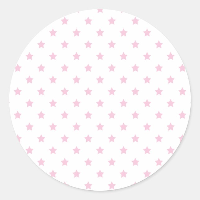 Adesivo Redondo Estrelas Clássicas Rosa Claro - Branco (Frente)